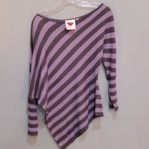 💜 5 for $25 or 3 for $18 Derek Heart purple/ black striped asymmetrical …